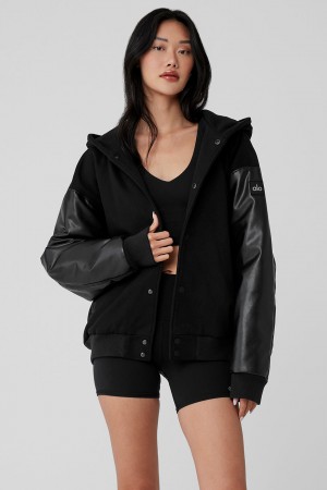 Alo Yoga Select Hooded Bomber Bunda Damske Čierne | Alo Yoga Slovensko SK-OPBXSW236