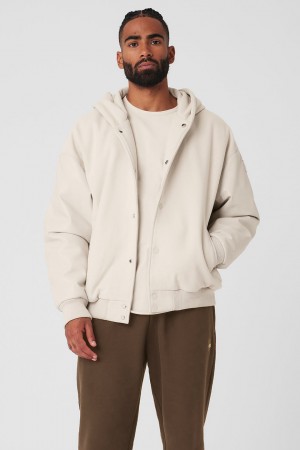 Alo Yoga Select Hooded Bomber Bunda Panske Béžové | Alo Yoga Slovensko SK-VCWQZI082