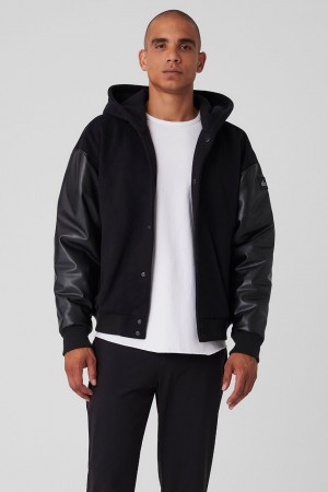 Alo Yoga Select Hooded Bomber Bunda Panske Čierne | Alo Yoga Slovensko SK-SNFIZP683