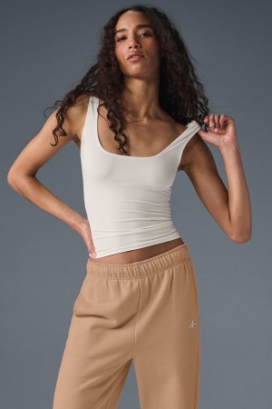 Alo Yoga Sheer Glow Tielko Damske Biele | Alo Yoga Slovensko SK-CUNZXL196