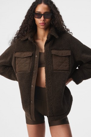 Alo Yoga Sherpa Edge Shacket Bunda Damske Hnede | Alo Yoga Slovensko SK-DWPRLB348