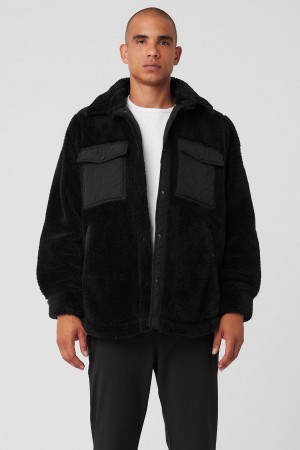 Alo Yoga Sherpa Edge Shacket Bunda Panske Čierne | Alo Yoga Slovensko SK-XEBRAD267