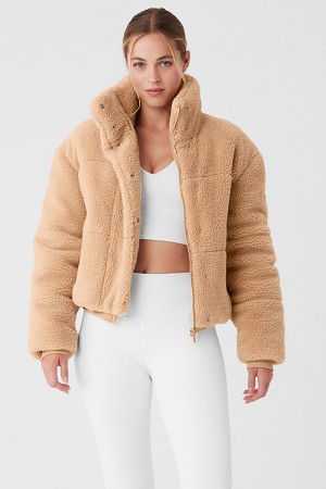 Alo Yoga Sherpa Snow Angel Puffer Bunda Damske Hnede | Alo Yoga Slovensko SK-THOXRM190