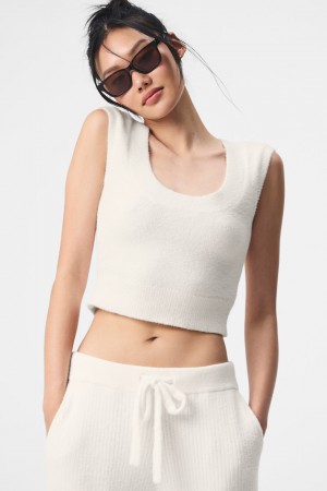 Alo Yoga Snuggle Up Sweater Short Sleeve Tricko Damske Biele | Alo Yoga Slovensko SK-DJOHSP082