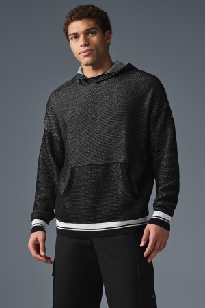 Alo Yoga Sports Club Sweater Knit Mikina s Kapucnou Panske Čierne | Alo Yoga Slovensko SK-UPFLJQ490