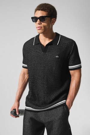 Alo Yoga Sports Club Sweater Knit Polokosela Panske Čierne | Alo Yoga Slovensko SK-SRHYTZ176
