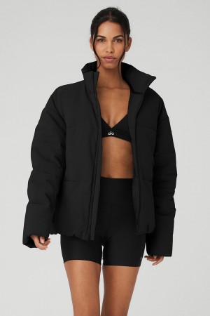 Alo Yoga Stretch Woven Street Puffer Bunda Damske Čierne | Alo Yoga Slovensko SK-GSLITA936