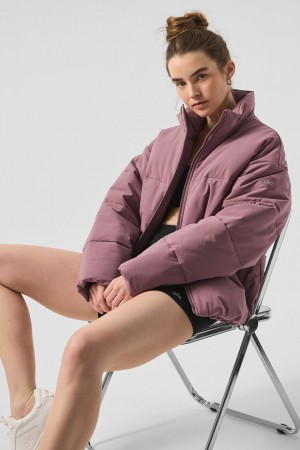 Alo Yoga Stretch Woven Street Puffer Bunda Damske Ruzove | Alo Yoga Slovensko SK-ANEMKI709