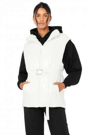 Alo Yoga Stunner Puffer Vesta Damske Biele | Alo Yoga Slovensko SK-AQSRYG526