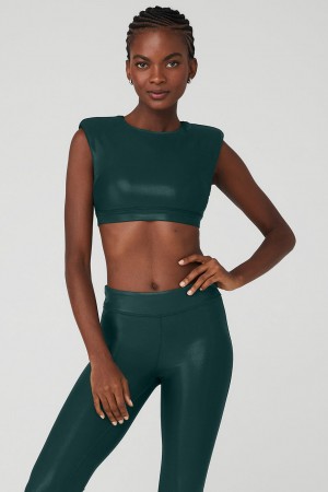 Alo Yoga Super Shine Flash Sportova Podprsenka Damske Zelene | Alo Yoga Slovensko SK-KPTREL894