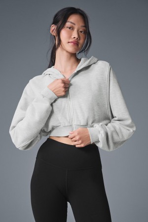Alo Yoga Sweet Escape Zip Up Mikina s Kapucnou Damske Siva | Alo Yoga Slovensko SK-AWMNKH946