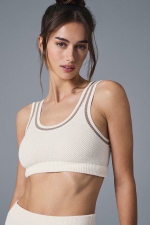 Alo Yoga Tennis Club Sweater Knit Podprsenka Damske Biele | Alo Yoga Slovensko SK-PTXJYN312