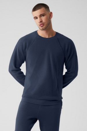 Alo Yoga Triumph Crew Neck Mikina Panske Námornícka Modrá | Alo Yoga Slovensko SK-MRBLGZ248