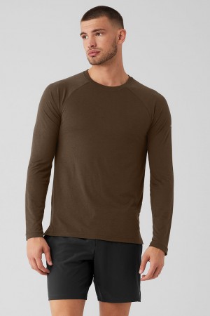 Alo Yoga Triumph Long Sleeve Tricko Panske Hnede | Alo Yoga Slovensko SK-WMHSRN214