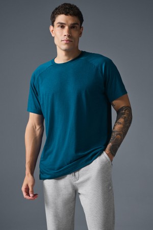 Alo Yoga Triumph Raglan Tricko Panske Modre | Alo Yoga Slovensko SK-FJBAXL851