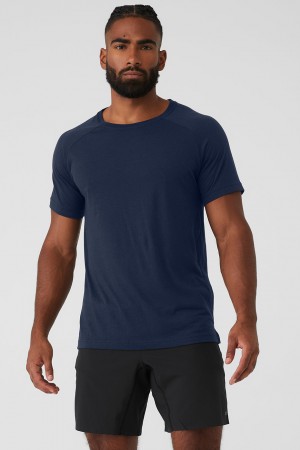 Alo Yoga Triumph Raglan Tricko Panske Námornícka Modrá | Alo Yoga Slovensko SK-RHKLWN906