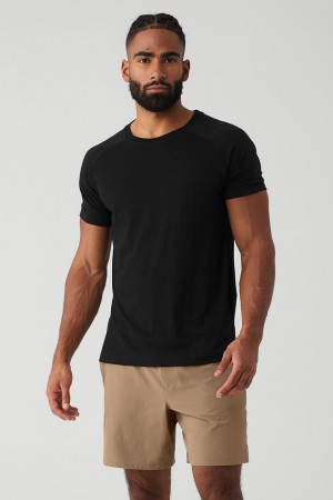 Alo Yoga Triumph Raglan Tricko Panske Čierne | Alo Yoga Slovensko SK-TVXBAR395