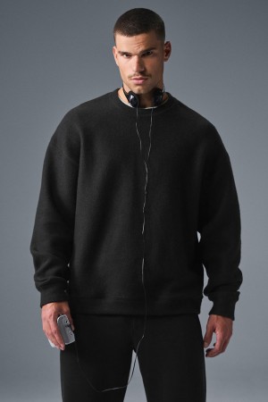 Alo Yoga Triumph Restore Crew Neck Mikina Panske Čierne | Alo Yoga Slovensko SK-AQIESZ254