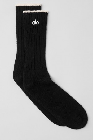 Alo Yoga Unisex Cashmere Light Frosted Ponozky Čierne Biele | Alo Yoga Slovensko SK-DVUPAZ527