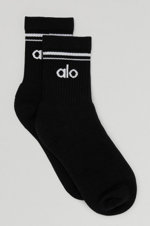 Alo Yoga Unisex Half-Crew Throwback Ponozky Čierne Biele | Alo Yoga Slovensko SK-ZCUFXP349
