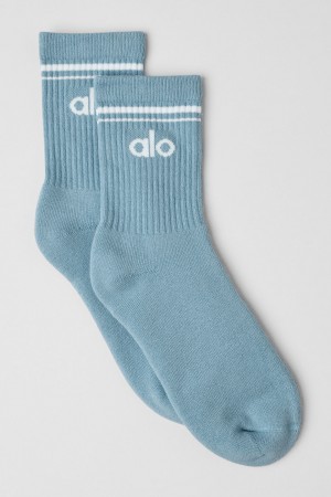 Alo Yoga Unisex Half-Crew Throwback Ponozky Modre Biele | Alo Yoga Slovensko SK-AYUOGR085