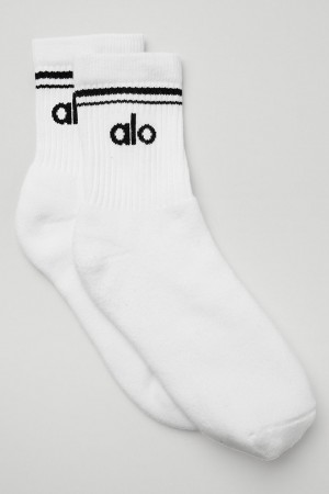Alo Yoga Unisex Half-Crew Throwback Ponozky Biele Čierne | Alo Yoga Slovensko SK-GBDXSK640