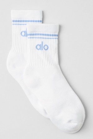Alo Yoga Unisex Half-Crew Throwback Ponozky Biele Modre | Alo Yoga Slovensko SK-AILHNP170