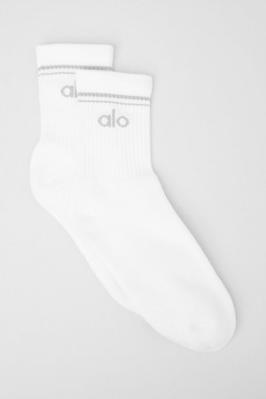 Alo Yoga Unisex Half-Crew Throwback Ponozky Biele Titán | Alo Yoga Slovensko SK-UVENMR253