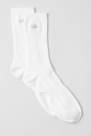 Alo Yoga Unisex Half-Crew Understated Ponozky Biele | Alo Yoga Slovensko SK-FWLBPG156