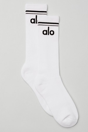 Alo Yoga Unisex Throwback Ponozky Biele Čierne | Alo Yoga Slovensko SK-LHNPVT096