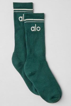 Alo Yoga Unisex Throwback Ponozky Tmavo Zelene Biele | Alo Yoga Slovensko SK-QGFEVB904