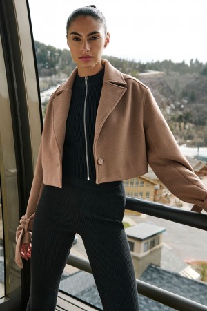 Alo Yoga Wool Cropped Metro Trench Kabat Damske Hnede | Alo Yoga Slovensko SK-ZDAVFI596