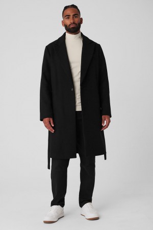 Alo Yoga Wool Gameday Overcoat Kabat Panske Čierne | Alo Yoga Slovensko SK-RBFKAT897